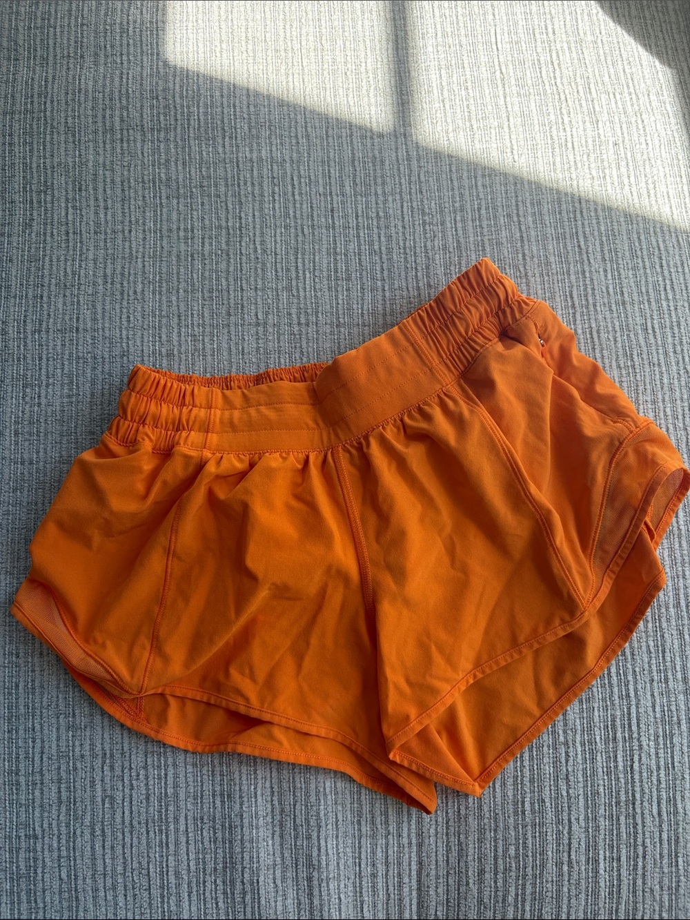 lululemon athletica Orange Split-Hem Athletic Shorts